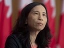 Public Health Director Theresa Tam listens to a question during a press conference in Ottawa on January 12, 2021.