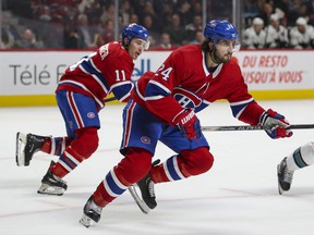 Brendan Gallagher (11) and Phillip Danault (24) were linemates for most of the past three seasons with the Canadiens.