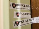 Windsor police sealed the door of Autumn Taggart's apartment # 7 on the third floor at 1382 University Ave. West on June 12, 2018.