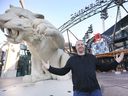 Todd Shearon of Windsor poses in front of Comerica Park in downtown Detroit on Monday, November 8, 2021. He crossed the border into Detroit shortly after midnight to meet his American fiancée.