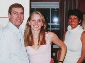 From left to right, Prince Andrew, Virginia Roberts Giuffre and socialite Ghislaine Maxwell.