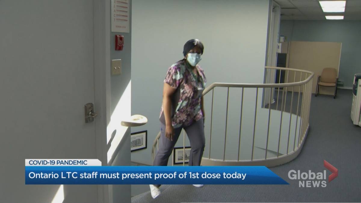Click to play video: 'Ontario LTC staff must present proof of first dose to attend work on Monday'