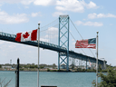 The international border crossing between Canada and the United States at the Ambassador Bridge in Windsor.