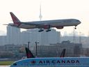 Air India Flight 187 from New Delhi lands at Toronto Pearson Airport on April 23.