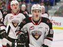 Cole Shepard, pictured in action for the Vancouver Giants shortly before being removed from the lineup with injury in March 2020.