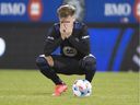 Djordje Mihailovic of CF Montréal reacts after Orlando City scored a goal during the second half of MLS soccer action in Montreal on Sunday, November 7, 2021.