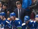 Head coach Travis Green, looking as bummed as his team in front of him during a home stay loss last week, says the Canucks must be 