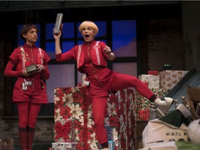 Gabe Maharjan (left) as Nog, Amelia Sargisson as Ginger in All I Want for Christmas at the Centaur Theater.