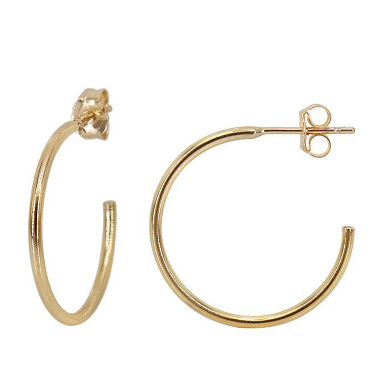 Gold hoop earrings with butterfly clasp
