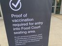 The unvaccinated are not welcome in shopping center food courts