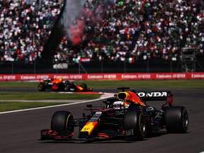 Max Verstappen of the Netherlands driving the Red Bull Racing RB16B Honda on the track during the Mexican F1 Grand Prix at Autodromo Hermanos Rodríguez on November 7, 2021 in Mexico City.