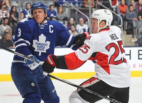 Dion Phaneuf and Senator tough guy Chris Neil had a lot of battles over the years, but none of that mattered when Ottawa acquired the defender.  FAKE IMAGES