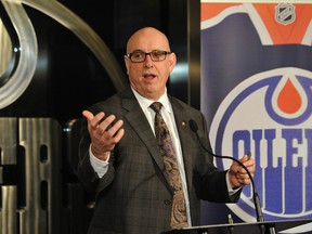 Edmonton Oilers President and COO Patrick LaForge speaks to the media at Rexall Place in Edmonton on January 21, 2013. Jodie Sinnema Story.  (Photo by Larry Wong / Edmonton Journal)