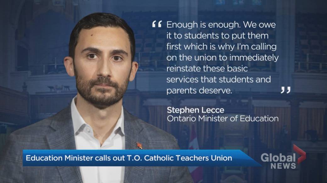 Click to Play Video: 'Ontario Minister of Education Tells Toronto Catholic Teachers' Enough is Enough'