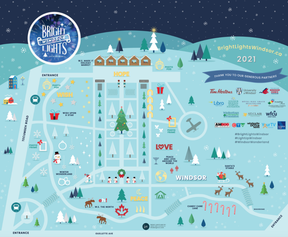 Map of this year's Bright Lights Windsor in Jackson Park.