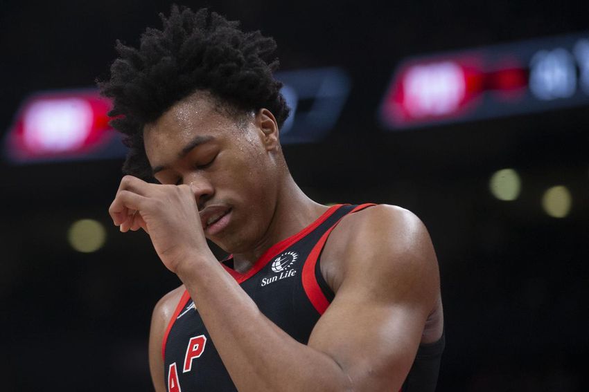 Two turnovers in the first 96 seconds sent the prized rookie Scottie Barnes to the bench in the Raptors' loss to the Celtics.