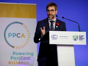 Environment and Climate Change Minister Steven Guilbeault speaks during the UN Climate Change Conference (COP26), in Glasgow, Scotland, on November 4, 2021.