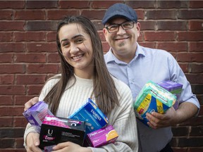 Mike Malott and his daughter, Jada, 16, who are leading a campaign to convince the city to provide free feminine hygiene products at city-owned facilities such as stadiums and recreation centers, are pictured Wednesday. March 10, 2021.