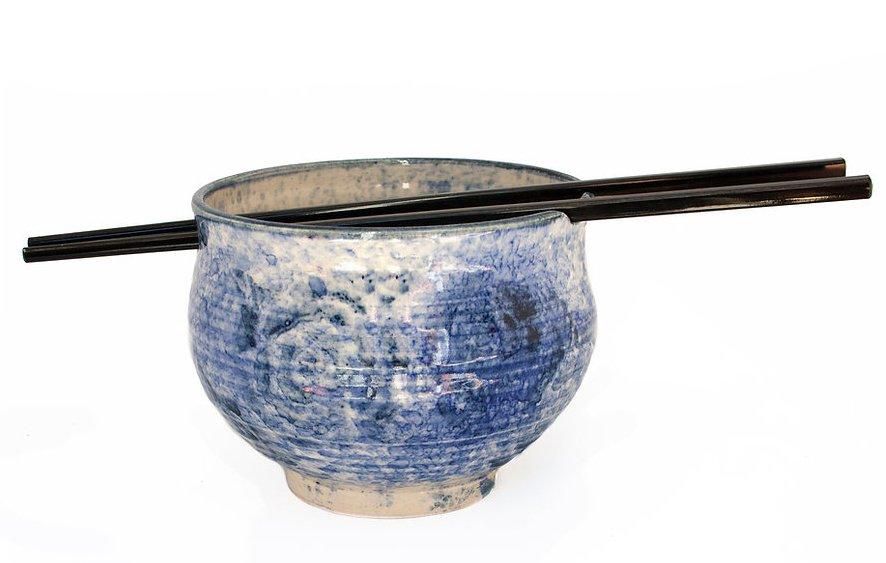 Bowl of hand-thrown ramen by Paul Stewart of The Pottery.
