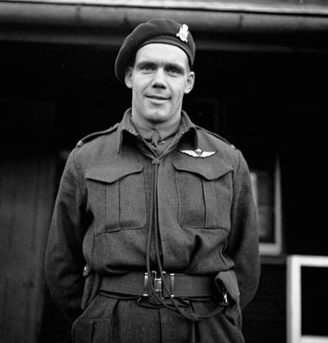 Lieutenant colonel.  Jeff Nicklin was a CFL star with the Winnipeg Blue Bombers before the war.  The Germans shot him when his parachute got caught in a tree.