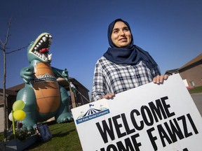 Khawla Khalifa is all smiles after reuniting with two of her children after nearly two and a half years, on Monday, November 8, 2021. The children were brought to Lebanon by their father and local lawyer, Harvey Strosberg, and Global Affairs Canada to negotiate an agreement for the children to be returned to Canada.