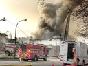 The North Vancouver Fire Department fights a fire at Duke of Connaught Lodge No. 64, also called the North Vancouver Masonic Center, in a historic building located at 1142 Lonsdale Ave.