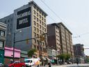 The Balmoral Hotel in the 100 block of East Hastings Street is one of the few properties that saw a drop in value in 2020, due to its building being worthless.