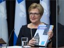 The Auditor General of Quebec, Guylaine Leclerc, presents a report to the Quebec City Legislature, on Wednesday, November 24, 2021.