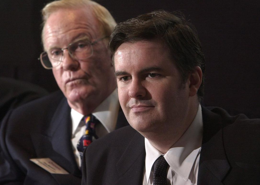Ted Rogers (left) is seen with his son Edward in this 2008 file photo. Edward Rogers wants to remove five board members from Rogers Communications Inc. and replace them with nominees of his own choosing.