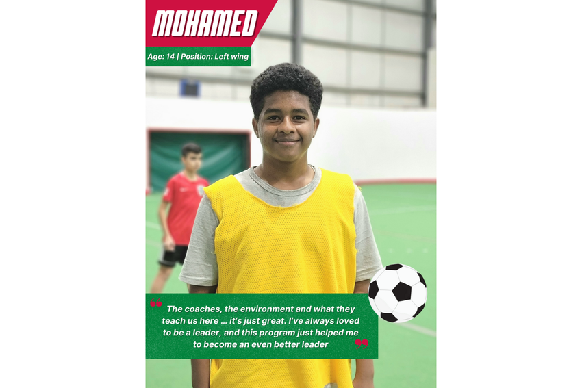 Mohamed, who is a junior coach, joined Free Play more than a year ago.  He recently took a first aid course and upgraded his referee's license.  He is a huge Alphonso Davies fan and will attend the game on Friday: 