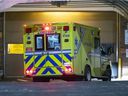 An ambulance arrives at a Quebec emergency department.