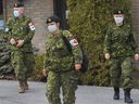 Canadian Armed Forces personnel helped increase staffing at a Laval nursing home in April 2020. 