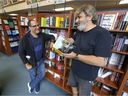 Store manager Peter Mandelos, left, and event coordinator Andreas Kessaris, at the Paragraphe bookstore.  Kessaris is the author of The Butcher of Park Ex: And Other Semi-Trueful Tales.