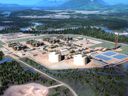 An architect's rendering of the LNG Canada natural gas liquefaction plant now under construction in Kitimat.