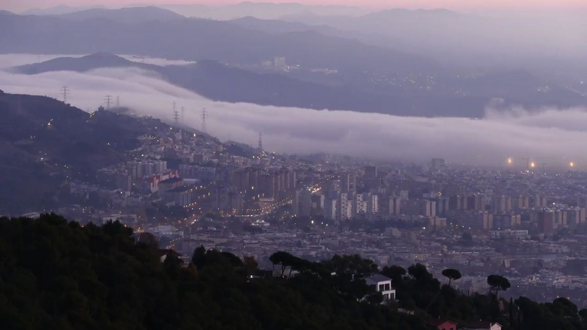Timelapse of the misty waterfall that enters Barcelona through the Besòs riverbed.