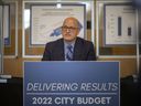 Mayor Drew Dilkens holds a press conference to outline the 2022 municipal budget framework at City Hall on Friday, November 19, 2021.
