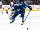 Veteran defender Luke Schenn was one of two Canucks players who were taken out of the game Tuesday morning after testing positive for COVID-19.