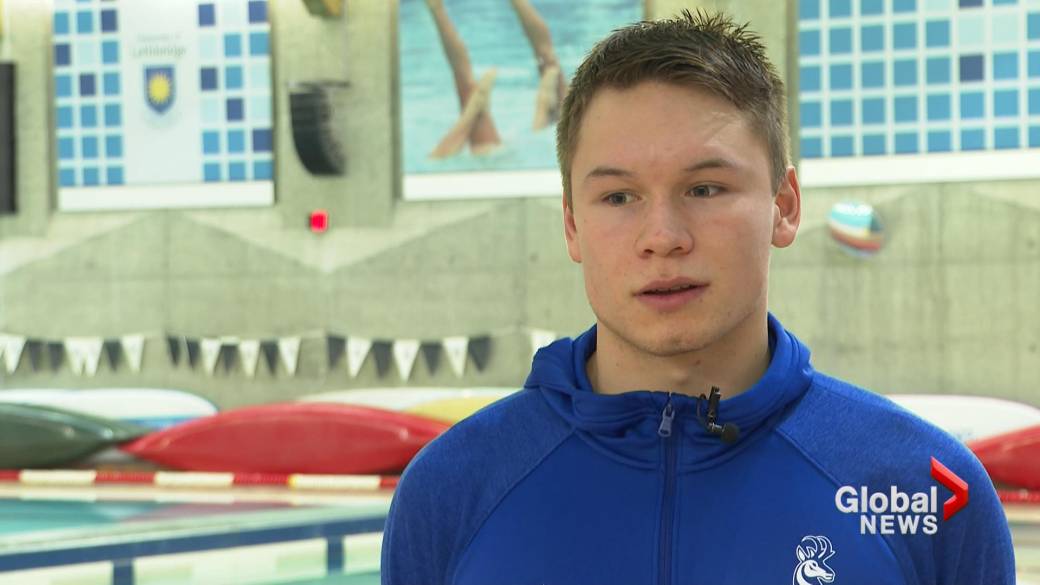 Click to play video: 'Pronghorn Swimmer Breaking University Lethbridge Records Before Western Canada Championships'
