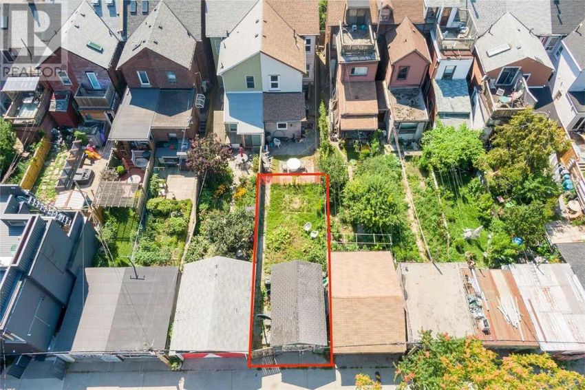 A bird's-eye view of the severed property for sale.