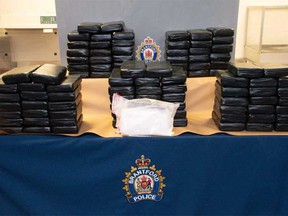 Approximately 112 kilograms of cocaine seized from a trailer truck on the Ambassador Bridge on December 4, 2021, as a result of a joint investigation by CBSA and Brantford Police.