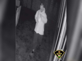 A surveillance camera image of a suspect in a robbery at a Tecumseh home on Riverside Drive in early November 29, 2021.
