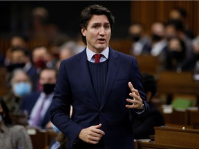 Prime Minister Justin Trudeau speaks during question period in the House of Commons on Parliament Hill in Ottawa, Ontario, Canada, December 8, 2021 