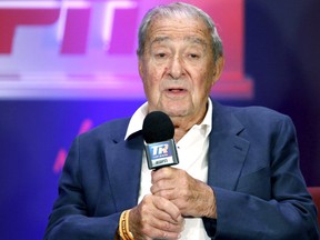 Bob Arum, founder and CEO of Top Rank, speaks during a press conference at Virgin Hotels Las Vegas on June 24, 2021.