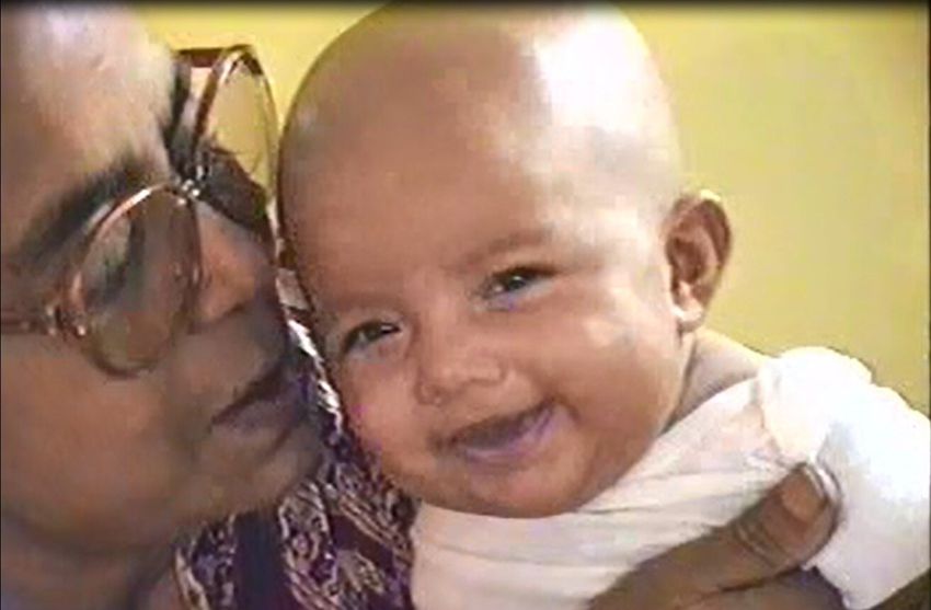 Nadira Khanum with Urbi Khan at two months.