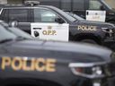 OPP vehicles are displayed at the Leamington OPP Detachment on August 6, 2017. 