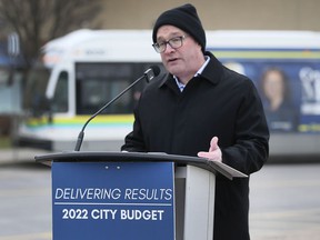 Transit Windsor CEO Tyson Cragg speaks at a press conference Wednesday, December 1, 2021, about investing in operations.