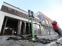 On February 20, 2020 fire damage is displayed at the Wineology Bar and Restaurant in Walkerville.  An early morning fire destroyed the business on Wyandotte St. East.