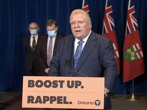 On Monday, January 3, 2022, Ontario Prime Minister Doug Ford announces changes in Ontario to fight COVID-19.