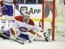 Florida Panthers Aleksander Barkov (not pictured) scores on Canadiens goalkeeper Sam Montembeault during the second period at the FLA Live Arena on Saturday, Jan. 1, 2022, in Sunrise, Florida. 