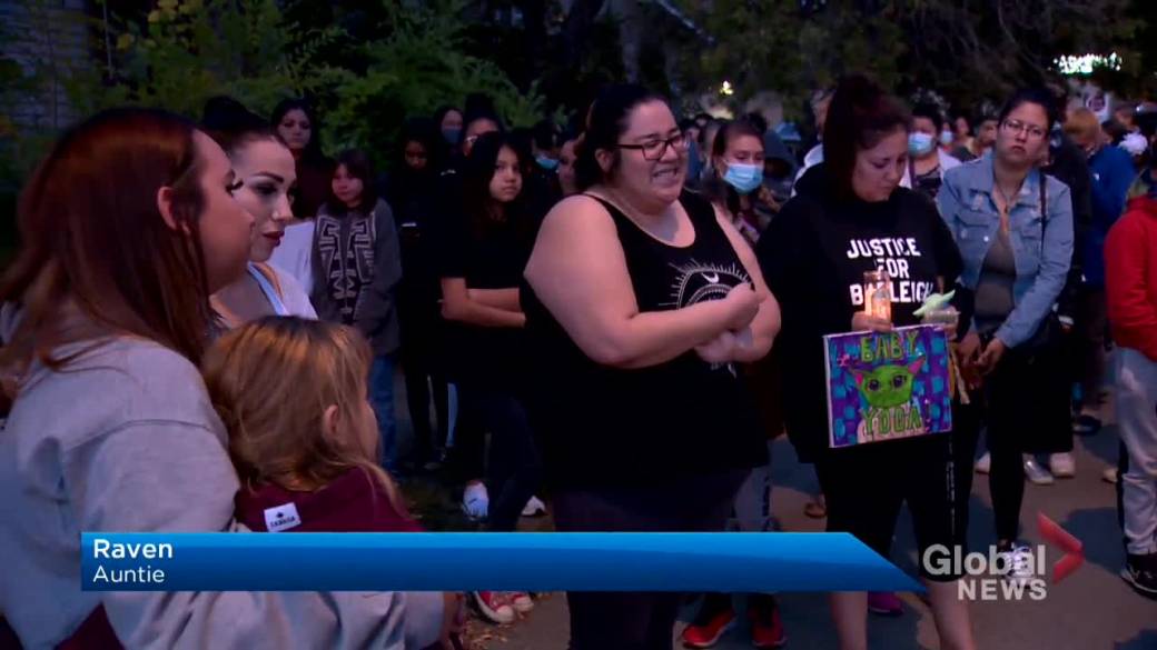 Click to play video: 'Vigil for 9-year-old girl who died after colliding with truck'